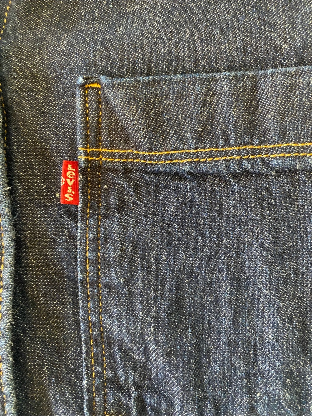 Levi's Dark Blue Denim Puff Sleeve Button-Front Shirt - Picture 7 of 9